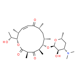 ChemSpider 2D Image | (3R,5R,6S,7S,9R,11Z,13R,14S)-14-[(1R)-1-Hydroxyethyl]-3,5,7,9,13-pentamethyl-2,4,10-trioxooxacyclotetradec-11-en-6-yl 3,4,6-trideoxy-3-(dimethylamino)-alpha-D-xylo-hexopyranoside | C28H47NO8
