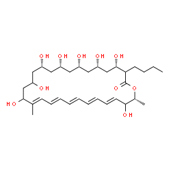 ChemSpider 2D Image | (4S,6S,8S,10R,12R,17E,19E,21E,23E,25E,28R)-3-Butyl-4,6,8,10,12,14,16,27-octahydroxy-17,28-dimethyloxacyclooctacosa-17,19,21,23,25-pentaen-2-one | C33H54O10