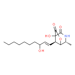 ChemSpider 2D Image | (4R,8R)-1-Hydroxy-8-[(1E)-3-hydroxy-1-decen-1-yl]-4-methyl-6-oxa-3-azabicyclo[3.2.1]octane-2,7-dione | C17H27NO5