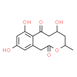 ChemSpider 2D Image | 6,9,11-Trihydroxy-4-methyl-4,5,6,7-tetrahydro-2H-3-benzoxecine-2,8(1H)-dione | C14H16O6
