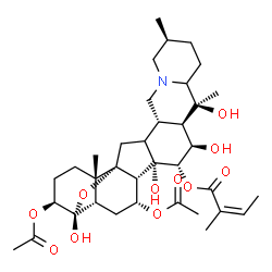 ChemSpider 2D Image | (3beta,7alpha,12xi,15alpha,16beta,22xi)-3,7-Diacetoxy-4,14,16,20-tetrahydroxy-4,9-epoxycevan-15-yl (2Z)-2-methyl-2-butenoate | C36H53NO11