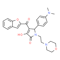 ChemSpider 2D Image | 4-(1-Benzofuran-2-ylcarbonyl)-5-[4-(dimethylamino)phenyl]-3-hydroxy-1-[2-(4-morpholinyl)ethyl]-1,5-dihydro-2H-pyrrol-2-one | C27H29N3O5