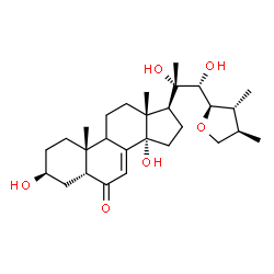 ChemSpider 2D Image | (3S,5R,10R,13R,14S,17S)-17-{(1R)-1-[(2R,3R,4R)-3,4-Dimethyltetrahydro-2-furanyl]-1,2-dihydroxy-2-propanyl}-3,14-dihydroxy-10,13-dimethyl-1,2,3,4,5,9,10,11,12,13,14,15,16,17-tetradecahydro-6H-cyclopent
a[a]phenanthren-6-one | C28H44O6