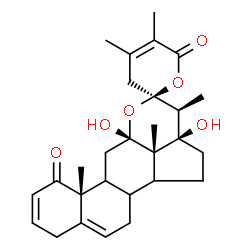 ChemSpider 2D Image | (8xi,9xi,12alpha,14xi,17alpha,22S)-12,17-Dihydroxy-12,22:22,26-diepoxyergosta-2,5,24-triene-1,26-dione | C28H36O6