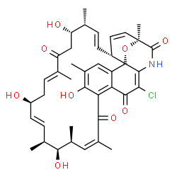 ChemSpider 2D Image | (1S,4R,5E,7R,8S,11E,14S,15E,17S,18S,19S,20Z,35R)-30-Chloro-8,14,18,24-tetrahydroxy-1,7,11,17,19,21,25-heptamethyl-34-oxa-32-azapentacyclo[25.6.2.0~4,35~.0~23,28~.0~31,35~]pentatriaconta-2,5,11,15,20,2
3,25,27,30-nonaene-10,22,29,33-tetrone | C40H46ClNO9
