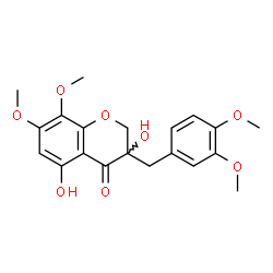 ChemSpider 2D Image | 3-(3,4-Dimethoxybenzyl)-3,5-dihydroxy-7,8-dimethoxy-2,3-dihydro-4H-chromen-4-one | C20H22O8