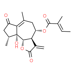 ChemSpider 2D Image | (4betaH)-5alpha-hydroxy-8alpha-(2-methylbut-2-enoyloxy)-2-oxo-1(10),11(13)-guaiadien-12,6alpha-olide | C20H24O6