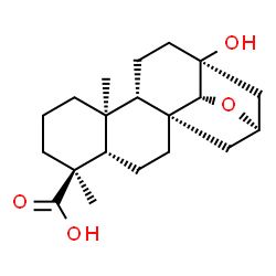 ChemSpider 2D Image | (1R,4S,5S,9S,10S,13S,15R,17R)-13-Hydroxy-5,9-dimethyl-16-oxapentacyclo[13.2.1.0~1,10~.0~4,9~.0~13,17~]octadecane-5-carboxylic acid | C20H30O4