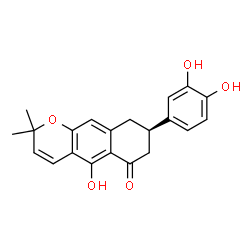 ChemSpider 2D Image | (8R)-8-(3,4-Dihydroxyphenyl)-5-hydroxy-2,2-dimethyl-2,7,8,9-tetrahydro-6H-benzo[g]chromen-6-one | C21H20O5