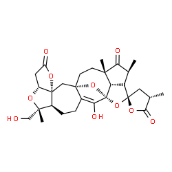 ChemSpider 2D Image | (1'S,2R,3'R,4S,7'R,9'R,10'S,15'R,19'S,21'S,25'S)-14'-Hydroxy-9'-(hydroxymethyl)-4,9',19',21'-tetramethyl-3,4-dihydro-5H,5'H,20'H-spiro[furan-2,17'-[4,8,16,24]tetraoxaheptacyclo[13.8.1.1~15,18~.0~1,13~
.0~3,7~.0~3,10~.0~21,25~]pentacos[13]ene]-5,5',20'-trione | C29H36O10