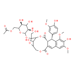 ChemSpider 2D Image | (4R,5R)-8,20-Dihydroxy-5-(4-hydroxy-3-methoxyphenyl)-19-(hydroxymethyl)-7,9-dimethoxy-3,14-dioxo-2,15,18-trioxatetracyclo[15.2.1.0~4,13~.0~6,11~]icosa-6,8,10,12-tetraen-19-yl 6-O-acetyl-D-erythro-hexo
pyranoside | C35H40O19