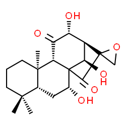ChemSpider 2D Image | (5beta,7alpha,9beta,10alpha,12alpha,13alpha,14R)-7,12,14-Trihydroxy-16,17-epoxykaurane-11,15-dione | C20H28O6