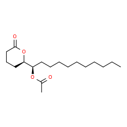 ChemSpider 2D Image | (1R)-1-[(2R)-6-Oxotetrahydro-2H-pyran-2-yl]undecyl acetate | C18H32O4