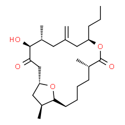 ChemSpider 2D Image | (1R,6S,9R,13R,14S,17R,19S)-14-Hydroxy-6,13,19-trimethyl-11-methylene-9-propyl-8,20-dioxabicyclo[15.2.1]icosane-7,15-dione | C25H42O5