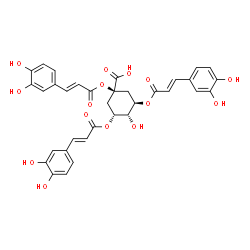 ChemSpider 2D Image | (3R,5R)-1,3,5-Tris{[(2E)-3-(3,4-dihydroxyphenyl)-2-propenoyl]oxy}-4-hydroxycyclohexanecarboxylic acid | C34H30O15