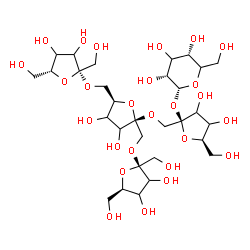 ChemSpider 2D Image | beta-D-glycero-Hex-2-ulofuranosyl-(2->1)-[beta-D-glycero-hex-2-ulofuranosyl-(2->6)]-beta-D-glycero-hex-2-ulofuranosyl-(2->1)-beta-D-glycero-hex-2-ulofuranosyl alpha-D-erythro-hexopyranoside | C30H52O26