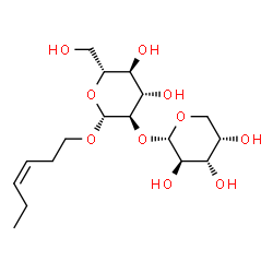 ChemSpider 2D Image | (3Z)-3-Hexen-1-yl 2-O-alpha-L-arabinopyranosyl-beta-D-glucopyranoside | C17H30O10