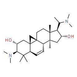 ChemSpider 2D Image | (2alpha,3beta,5alpha,9beta,16alpha,20S)-3,20-Bis(dimethylamino)-4,4,14-trimethyl-9,19-cyclopregn-6-ene-2,16-diol | C28H48N2O2
