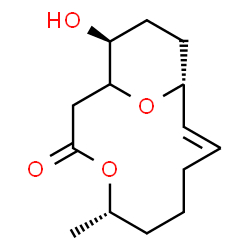 ChemSpider 2D Image | (5S,11R,14S)-14-Hydroxy-5-methyl-4,15-dioxabicyclo[9.3.1]pentadec-9-en-3-one | C14H22O4