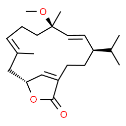 ChemSpider 2D Image | rel-(-)-(1R,4R,10R)-4-methoxycembra-2E,7E,11Z-trien-20,10-olide | C21H32O3