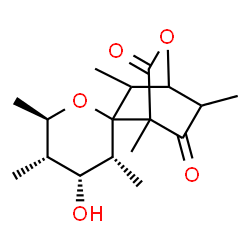 ChemSpider 2D Image | (3'R,4'R,5'S,6'R)-4'-Hydroxy-1,3,3',5',6',8-hexamethyltetrahydro-6H,7H-spiro[5-oxabicyclo[2.2.2]octane-2,2'-pyran]-6,7-dione | C17H26O5
