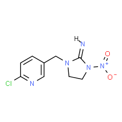 ChemSpider 2D Image | (2E)-1-[(6-Chloro-3-pyridinyl)methyl]-3-nitro-2-imidazolidinimine | C9H10ClN5O2