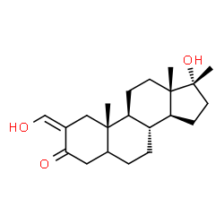 ChemSpider 2D Image | (2Z,17alpha)-17-Hydroxy-2-(hydroxymethylene)-17-methylandrostan-3-one | C21H32O3