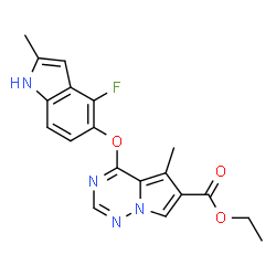 ChemSpider 2D Image | Ethyl 4-((4-fluoro-2-methyl-1H-indol-5-yl)oxy)-5-methylpyrrolo[2,1-f][1,2,4]triazine-6-carboxylate | C19H17FN4O3
