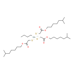 ChemSpider 2D Image | butyltin(3+); 2-(6-methylheptoxy)-2-oxo-ethanethiolate | C34H66O6S3Sn