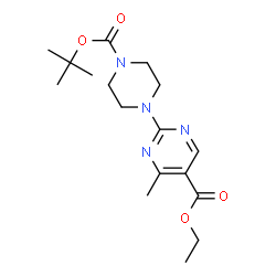 ChemSpider 2D Image | ethyl 2-(4-(tert-butoxycarbonyl)piperazin-1-yl)-4-methylpyrimidine-5-carboxylate | C17H26N4O4