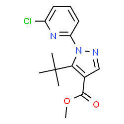 ChemSpider 2D Image | Methyl 5-(tert-butyl)-1-(6-chloropyridin-2-yl)-1H-pyrazole-4-carboxylate | C14H16ClN3O2