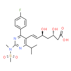 ChemSpider 2D Image | (3S,5S,6E)-7-{4-(4-Fluorophenyl)-6-isopropyl-2-[methyl(methylsulfonyl)amino]-5-pyrimidinyl}-3,5-dihydroxy-6-heptenoic acid | C22H28FN3O6S
