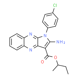 ChemSpider 2D Image | sec-Butyl 2-amino-1-(4-chlorophenyl)-1H-pyrrolo[2,3-b]quinoxaline-3-carboxylate | C21H19ClN4O2