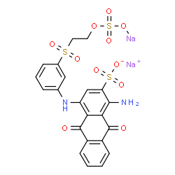 ChemSpider 2D Image | Sodium [1-amino-9,10-dioxo-4-{[3-({2-[(sulfo-kappaO)oxy]ethyl}sulfonyl)phenyl]amino}-9,10-dihydro-2-anthracenesulfonato(2-)]sodate(1-) | C22H16N2Na2O11S3