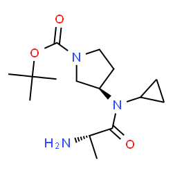 ChemSpider 2D Image | 2-Methyl-2-propanyl (3R)-3-[alanyl(cyclopropyl)amino]-1-pyrrolidinecarboxylate | C15H27N3O3