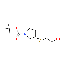 ChemSpider 2D Image | TERT-BUTYL (3S)-3-[(2-HYDROXYETHYL)SULFANYL]PYRROLIDINE-1-CARBOXYLATE | C11H21NO3S