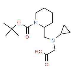 ChemSpider 2D Image | N-Cyclopropyl-N-[(1-{[(2-methyl-2-propanyl)oxy]carbonyl}-2-piperidinyl)methyl]glycine | C16H28N2O4