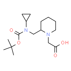ChemSpider 2D Image | 2-[2-({[(TERT-BUTOXY)CARBONYL](CYCLOPROPYL)AMINO}METHYL)PIPERIDIN-1-YL]ACETIC ACID | C16H28N2O4