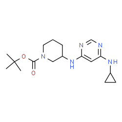 ChemSpider 2D Image | tert-Butyl 3-((6-(cyclopropylamino)pyrimidin-4-yl)amino)piperidine-1-carboxylate | C17H27N5O2