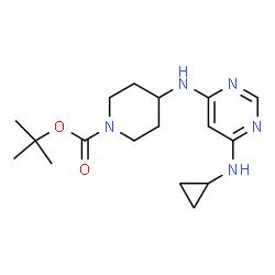 ChemSpider 2D Image | TERT-BUTYL 4-{[6-(CYCLOPROPYLAMINO)PYRIMIDIN-4-YL]AMINO}PIPERIDINE-1-CARBOXYLATE | C17H27N5O2