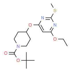 ChemSpider 2D Image | tert-Butyl 4-((6-ethoxy-2-(methylthio)pyrimidin-4-yl)oxy)piperidine-1-carboxylate | C17H27N3O4S