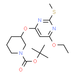 ChemSpider 2D Image | tert-Butyl 3-((6-ethoxy-2-(methylthio)pyrimidin-4-yl)oxy)piperidine-1-carboxylate | C17H27N3O4S