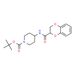 ChemSpider 2D Image | tert-Butyl 4-(2,3-dihydrobenzo[b][1,4]dioxine-2-carboxamido)piperidine-1-carboxylate | C19H26N2O5