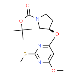 ChemSpider 2D Image | (R)-tert-Butyl 3-((6-methoxy-2-(methylthio)pyrimidin-4-yl)oxy)pyrrolidine-1-carboxylate | C15H23N3O4S