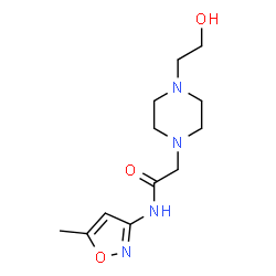 ChemSpider 2D Image | 2-[4-(2-Hydroxyethyl)-1-piperazinyl]-N-(5-methyl-1,2-oxazol-3-yl)acetamide | C12H20N4O3