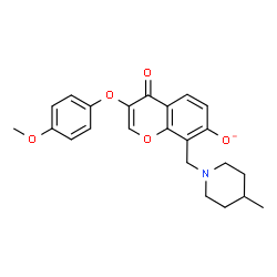 ChemSpider 2D Image | 3-(4-Methoxyphenoxy)-8-[(4-methyl-1-piperidinyl)methyl]-4-oxo-4H-chromen-7-olate | C23H24NO5