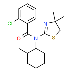 ChemSpider 2D Image | 2-Chloro-N-(4,4-dimethyl-4,5-dihydro-1,3-thiazol-2-yl)-N-(2-methylcyclohexyl)benzamide | C19H25ClN2OS