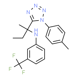 ChemSpider 2D Image | N-{2-[1-(4-Methylphenyl)-1H-tetrazol-5-yl]-2-butanyl}-3-(trifluoromethyl)aniline | C19H20F3N5