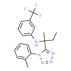 ChemSpider 2D Image | N-{2-[1-(2-Methylphenyl)-1H-tetrazol-5-yl]-2-butanyl}-3-(trifluoromethyl)aniline | C19H20F3N5