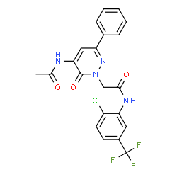 ChemSpider 2D Image | 2-(5-Acetamido-6-oxo-3-phenyl-1(6H)-pyridazinyl)-N-[2-chloro-5-(trifluoromethyl)phenyl]acetamide | C21H16ClF3N4O3
